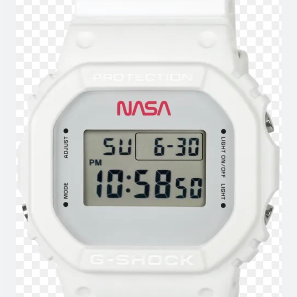 G-SHOCK pays homage to NASA. DW5600. Gently worn. Some discoloration on band.